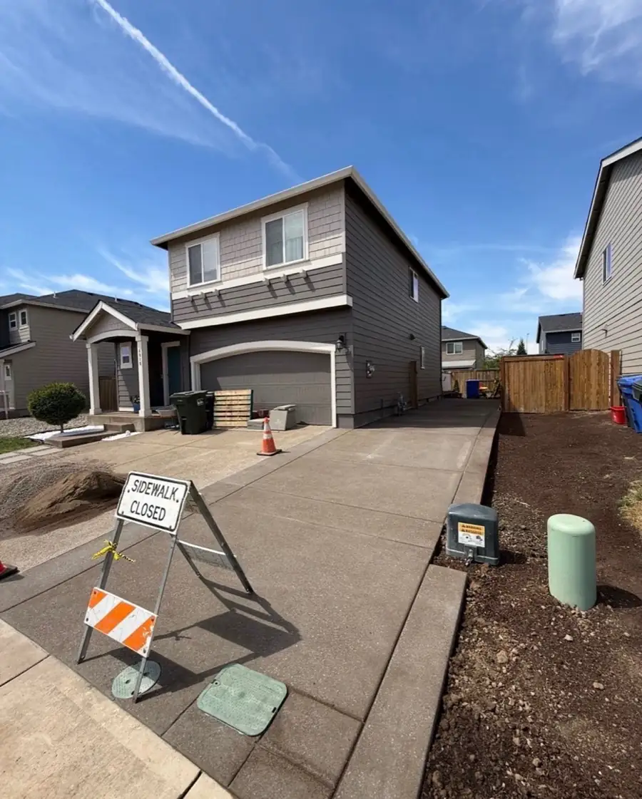 Newly poured concrete driveway